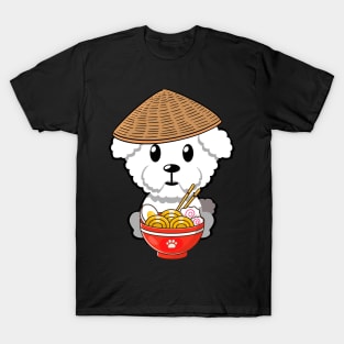 Funny Furry dog is eating noodles T-Shirt